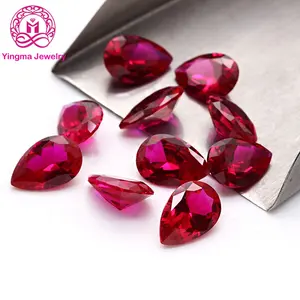 Guangxi factory wholesale price 5# red ruby stone lab created pear shape corundum synthetic ruby for jewelry