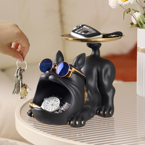 Artesanía de resina puerta de entrada Zapatero inauguración de la casa decoración de sala de estar y dormitorio adornos <span class=keywords><strong>Bulldog</strong></span> francés caja de almacenamiento de llaves - Product Image 1
