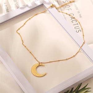 Fashion Women's Gold Plated Link Chain Stainless Steel Moon Pendant <b>Choker</b> Necklace for Wedding Party Anniversary - Product Image 4
