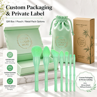 Pinceaux cosmétiques en poils synthétiques en gros d'usine, kit de 7 pinceaux pour le visage et les yeux, OEM ODM, logo personnalisé, ensemble de pinceaux de maquillage style bambou