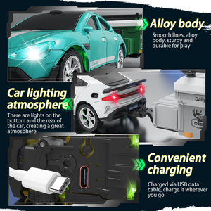 Coche de Derrape RC Compacto de Aleación Q232 con Remolque, Transmisor 2.4G, Regulación de <span class=keywords><strong>3</strong></span> Velocidades, LED, Control de Crucero, Pantalla Automática, Modo Dual - Product Image 5