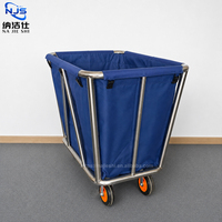 Chariot de service ménager commercial pour hôtel, chariot de blanchisserie avec sac en toile amovible, chariot porte-vêtements sales