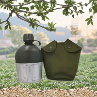 Bouteille d'eau portable 1L en aluminium PE ultra-légère, écologique, détachable, étanche, en 2 parties, emballage en polybag, pour le camping en plein air