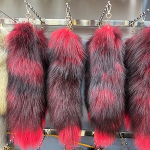 Porte-clés en fourrure de renard véritable, grande et moelleuse, style féerique, 45 cm de long, breloque pour sac à main, vente en <span class=keywords><strong>gros</strong></span> directe usine Chine - Product Image 3