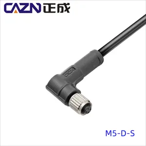 Mini tipo equivalente a carpeta ip67 M5, enchufe moldeado de 3 pines, 4 pines, Conector recto en ángulo hembra macho de PVC, Cable PUR M5