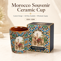Souvenirs du Maroc, cadeaux, tasses en céramique, design géométrique coloré et image de chameau pour tasse à café en porcelaine, personnalisation OEM ODM, vente en gros