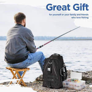 Sac à dos léger pour la pêche, pour hommes/femmes, avec porte-canne, en polyester durable - Product Image 2