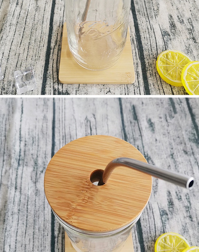 Bamboo Lid And Clean Brush 650ML 700ML Transparent Custom Glass Water Bottle BOBA CUP