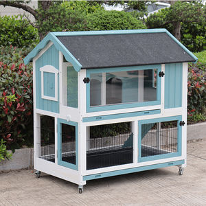 Cage à lapin en bois à motif solide, maison pour lapin, toit imperméable écologique, plateau en métal, utilisation en extérieur - Product Image 1