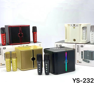 Cho KTV ngoài trời mới nhất YS-232 ánh sáng không dây karaoke loa nhỏ Stereo màu xanh răng loa với đôi micro không dây - Product Image 4