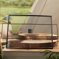 Grille de barbecue carrée noire antiadhésive de grande taille pour camping en extérieur
