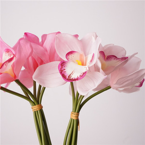 Nuevo Diseño de Orquídea Cymbidium de Látex, <span class=keywords><strong>6</strong></span> Ramas, Ramo de Flores Artificiales de Tacto Real para Decoración de Bodas, Eventos y Fiestas - Product Image 3