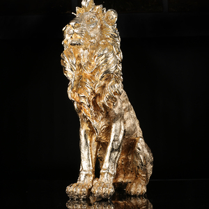 Suministro al por mayor, precio barato, León dorado, decoración interior para el hogar y exteriores, artesanía, escultura <span class=keywords><strong>de</strong></span> animales salvajes - Product Image 6