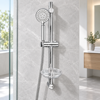 Set Shower Genggam Chrome dengan Batang Geser yang Dapat Disesuaikan, Selang Terjalin, Tombol Pause Satu Sentuhan, dan Rel Shower Dinding untuk Kamar Mandi