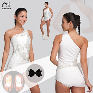 Justaucorps de danse sans manches pour filles, personnalisés avec des strass, justaucorps de gymnastique de compétition, vêtements de danse - Product Image 5