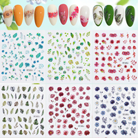 Autocollants pour ongles en forme de rose 2D personnalisés OEM, autocollants pour doigts, décorations pour ongles, décalcomanies, charmes pour ongles de luxe, accessoires pour filles