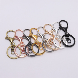 Lobster Clasp Keychain Three In One Halo <b>Ring</b> Metal <b>Key</b> <b>Ring</b> Bag Pendant Ornament Minimalist Style Zinc Alloy Plated - Product Image 3