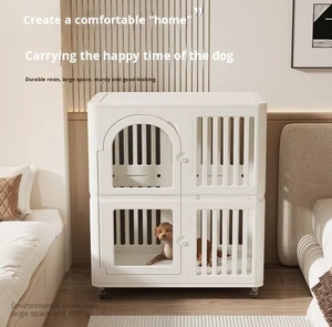 Nhựa Nhà Vật Nuôi 4-Bánh Xe Di Chuyển Mèo & Con Chó Lồng Cho Tất Cả Các Mùa Dễ Dàng Để Làm Sạch Đồ Nội Thất Vật Nuôi Cao-Minh Bạch Acrylic Cửa - Product Image 3