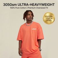 Camiseta Extra Grande para Hombre con Logotipo Personalizado, 305G, 100% Algodón, Corte Holgado, Estilo Urbano, para Uso Diario