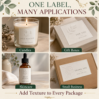 Étiquettes autocollantes blanches personnalisées en relief pour emballages de luxe, sceaux de logo en papier gaufré à sec pour cadeaux, bougies et boîtes