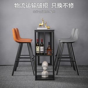 Set Tavolo da Bar Moderno Industriale in Pietra Sinterizzata con Mobile Contenitore e 2 <span class=keywords><strong>Sgabelli</strong></span> da Bar in Ecopelle per Cucina e Soggiorno - Product Image 4