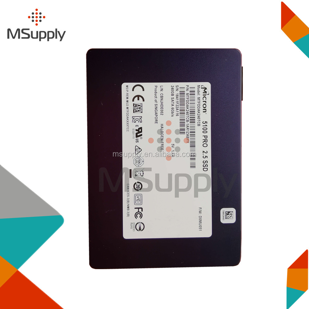 Hpe Micron Mtfddak240tcb 870667 001 Enterprise SSD HPE Micron 5100 PRO 240 GB SATA III 2.5 - Ricondizionato, Per PC E Server Ps4 Pro Ssd