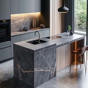 Muebles de Cocina de Lujo de Roble Escandinavo, Minimalistas y Ecológicos, Armarios Personalizados, Barra de Desayuno de Acero Inoxidable para Apartamentos - Product Image 6