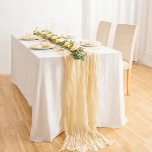 Customize Crinkle Table Flag Gauze Translucent Doilies Cheese Tablecloths Holiday Party Country Style Wedding Dress