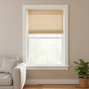 Cordless Horizontal Plain Traditional <strong>Bamboo</strong> Woven <strong>Blinds</strong> for French Windows <strong>Indoor</strong> Use - Product Image 2