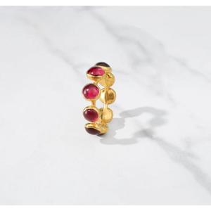 Belle bague de collection de créateur pour filles, plaquée or 0,5 micron, pierre de grenat, laiton, bijoux de fiançailles élégants - Product Image 3