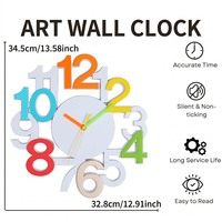 Grande horloge murale de 13 pouces, silencieuse et fonctionnant à piles, grandes horloges murales analogiques, décoration murale moderne pour la maison et le bureau
