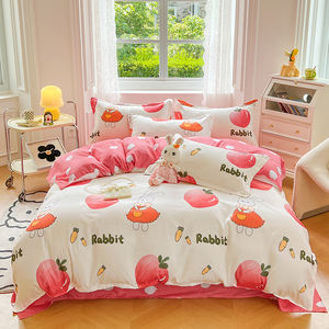 特大号高密度柔软羊绒拉绒 4 件套床上用品套装羽绒被套床单枕套 - Product Image 2