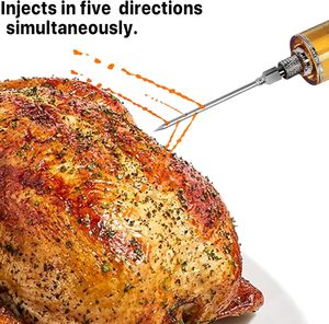 Kit d'injecteur de marinade pour viande - <span class=keywords><strong>Seringue</strong></span> portable en acier inoxydable avec aiguilles et brosse de nettoyage pour barbecue, dinde, bœuf - Outils de cuisson pour injecter des saveurs - Product Image 2