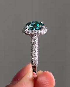 3 Carat Green Moissanite Diamond Engagement <b>Ring</b> with Petal Design Fine Jewelry for Women Wedding Gift - Product Image 5