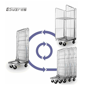 भंडारण गोदाम जस्ती धातु तार जाल वेल्डेड भारी शुल्क फोल्डेबल रसद रोलिंग पिंजरे - Product Image 2