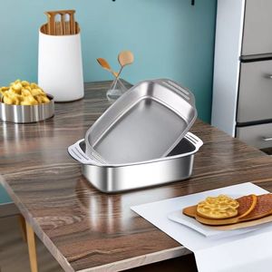 Plaque de cuisson carrée en acier inoxydable, assiette profonde pour fruits de mer, épaisse et anti-brûlure, pour cuisinière à induction, usage hôtelier - Product Image 1