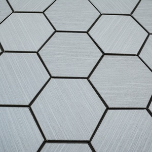 Foshan Factory Grey Hexagon Brushed Aluminum Peel and Stick Mosaic <b>Tile</b> for Wall Decoration - Product Image 2