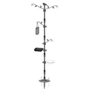 TJ-018 Comedero para Pájaros de Metal con Estaca de 1.9M, con Maceta para Hojas, Comedero y Bebedero para Jardín Exterior, Soporte Colgante con Recubrimiento en Polvo - Product Image 1