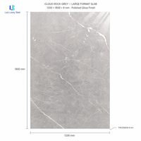 Dalle en porcelaine sinterisée Luca, aspect marbre gris |   Carrelage Poli Gris Clair Blanc à Veines Fines 1200x1800mm 9mm pour Sol et Mur, Taille Personnalisée