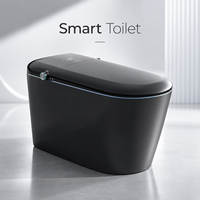 WC intelligent noir avec bidet intégré, double bouton, mode enfant, capteur de pied, chasse d'eau automatique, siège chauffant, séchoir à air chaud, télécommande