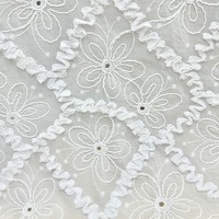 Nouveau style, tissu brodé en coton 100% avec ruban en cordon blanc 3D pour robe d'enfant, rideau et décoration murale