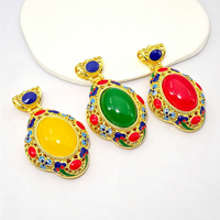 Pendentifs ovales en alliage de zinc, style cour multiple, émail ajouré, motif floral, incrustation de résine, pour la fabrication de bijoux et colliers tendance