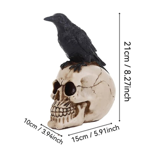Cabeza de Cuervo Esqueleto de Resina SKB21, Tamaño Real, Estilo Europeo, Pintada a Mano, Modelo Artesanal Temático de Arte Fantasmal para Bares Terroríficos - Product Image 2