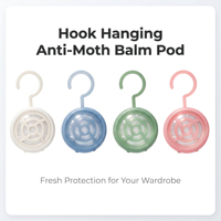 Baume Répulsif Anti-Mites pour Vêtements Marque Blanche avec Crochet, Formule 100% Huiles Essentielles Naturelles, Parfum Personnalisé, Vente en Gros
