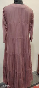 Velvet Woven Asymmetric <b>Maxi</b> Dress V Neck Long Sleeve Embroidered Pleated Loose Fit Autumn Casual Solid Color Layered Hem - Product Image 4