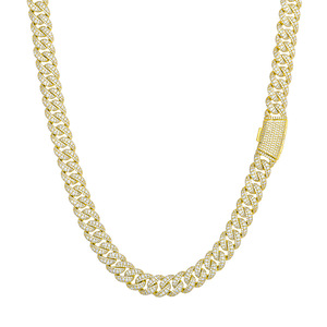 Colar cubano hip hop personalizado homem mulher, prata S925 moissanita três fileiras 12MM - Product Image 5
