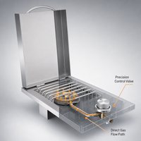 Barbecue à gaz professionnel en acier inoxydable avec brûleur latéral intégré, allumage électronique et dispositif de sécurité de la flamme pour l'extérieur de luxe
