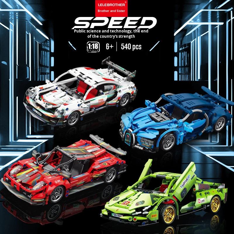 Для Lego Совместимая модель спортивного автомобиля DIY Lambo Green Bull для 911 строительный блок развивающая гоночная игрушка для детей подарок в коробке