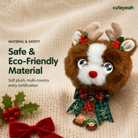 Porte-clés en peluche renne Kawaii, yeux grands, activé par la voix, AI Montessori éducatif, cadeau de Noël pour enfants, mignon