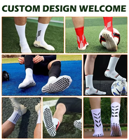 Chaussettes de sport antidérapantes à logo personnalisé pour la gym, chaussettes mi-mollet de football unisexes respirantes en maille, chaussettes de sport de football à grip